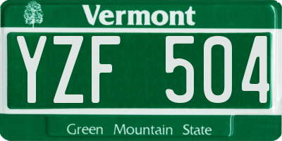 VT license plate YZF504