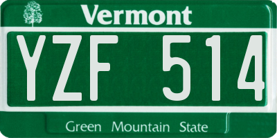 VT license plate YZF514