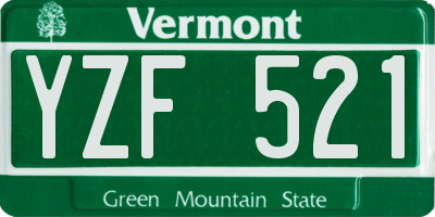 VT license plate YZF521