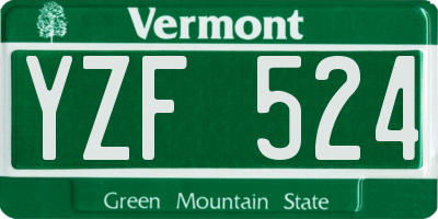 VT license plate YZF524