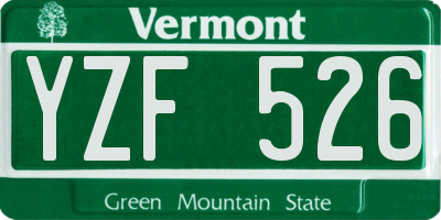 VT license plate YZF526