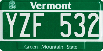 VT license plate YZF532