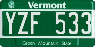VT license plate YZF533