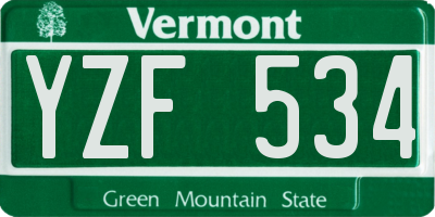 VT license plate YZF534
