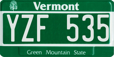 VT license plate YZF535