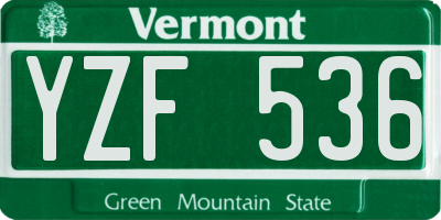 VT license plate YZF536