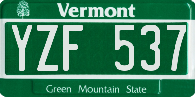 VT license plate YZF537