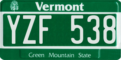 VT license plate YZF538