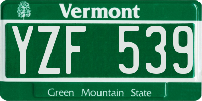 VT license plate YZF539