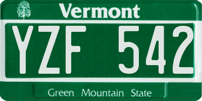 VT license plate YZF542