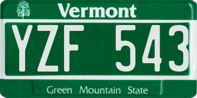 VT license plate YZF543