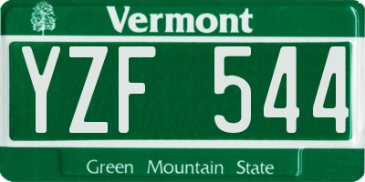 VT license plate YZF544