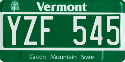 VT license plate YZF545