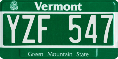 VT license plate YZF547
