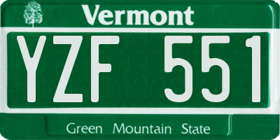 VT license plate YZF551