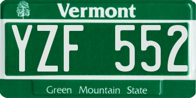 VT license plate YZF552