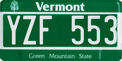 VT license plate YZF553