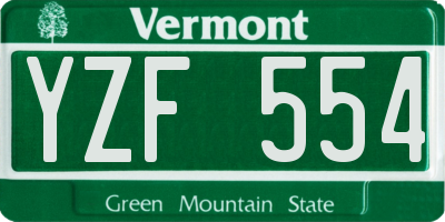 VT license plate YZF554