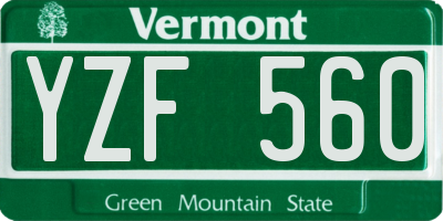 VT license plate YZF560