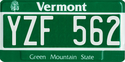 VT license plate YZF562
