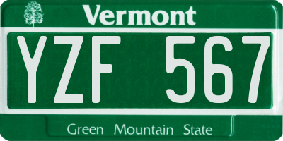 VT license plate YZF567
