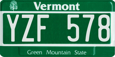 VT license plate YZF578