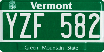 VT license plate YZF582