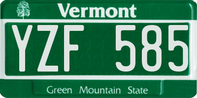 VT license plate YZF585