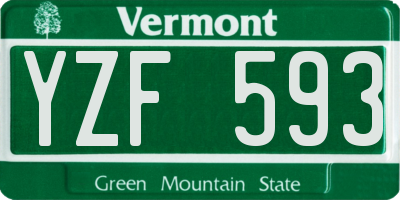 VT license plate YZF593