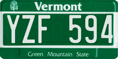 VT license plate YZF594