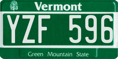VT license plate YZF596