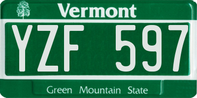 VT license plate YZF597