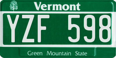 VT license plate YZF598
