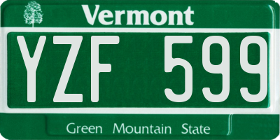 VT license plate YZF599