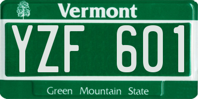 VT license plate YZF601