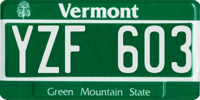 VT license plate YZF603