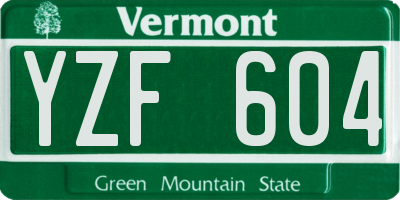 VT license plate YZF604