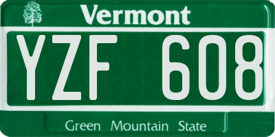 VT license plate YZF608