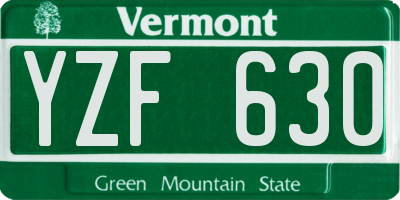 VT license plate YZF630