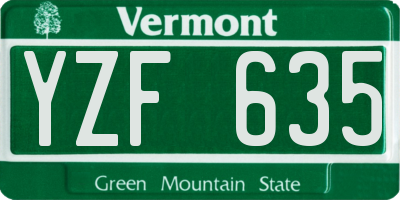 VT license plate YZF635