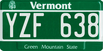 VT license plate YZF638