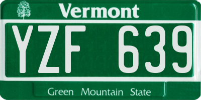 VT license plate YZF639