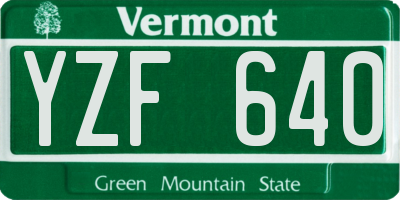 VT license plate YZF640