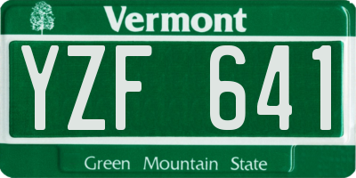 VT license plate YZF641