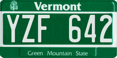 VT license plate YZF642