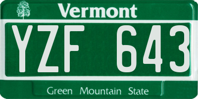 VT license plate YZF643
