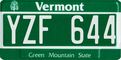 VT license plate YZF644