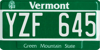 VT license plate YZF645
