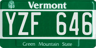 VT license plate YZF646