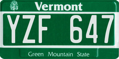 VT license plate YZF647